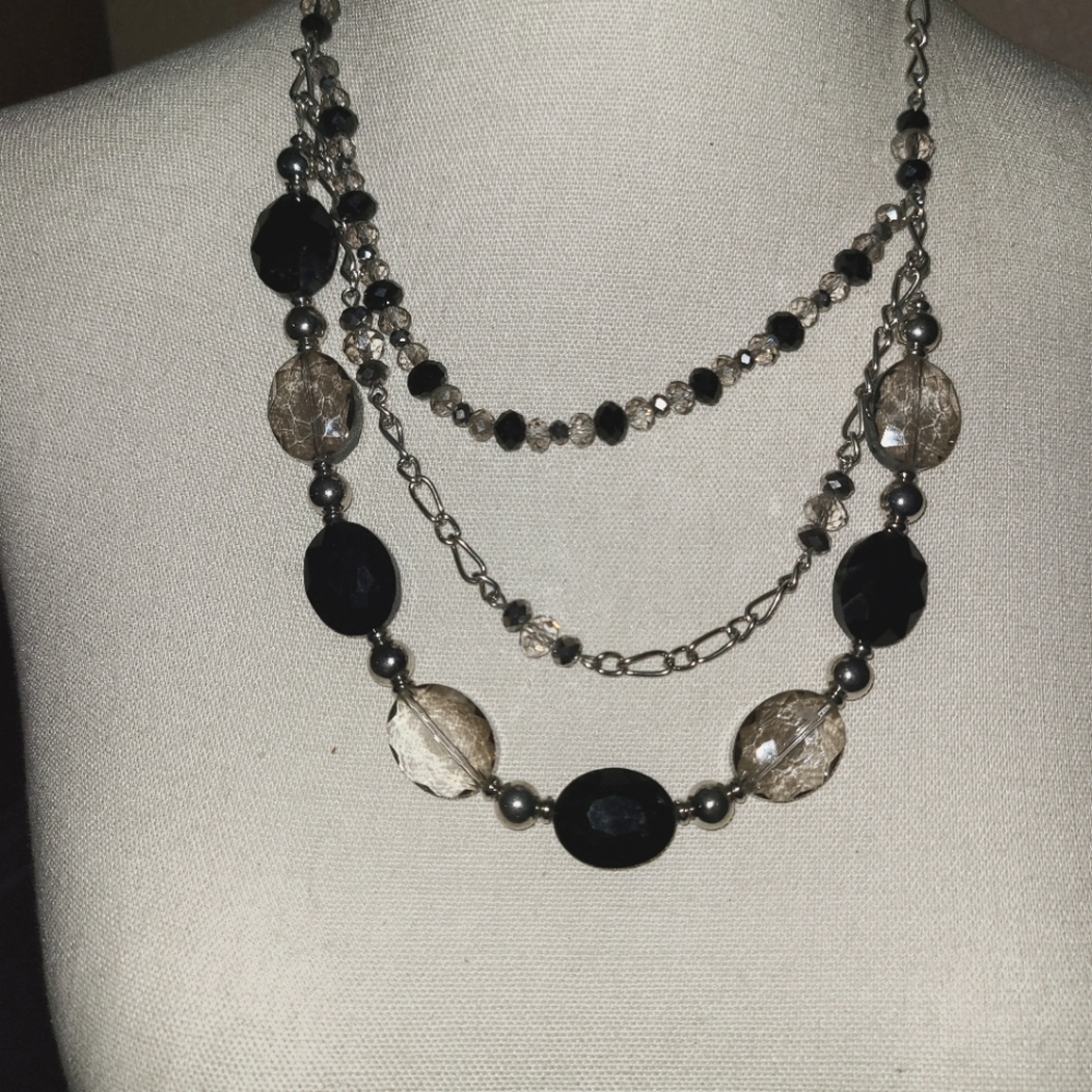 Black white and clear modern necklace